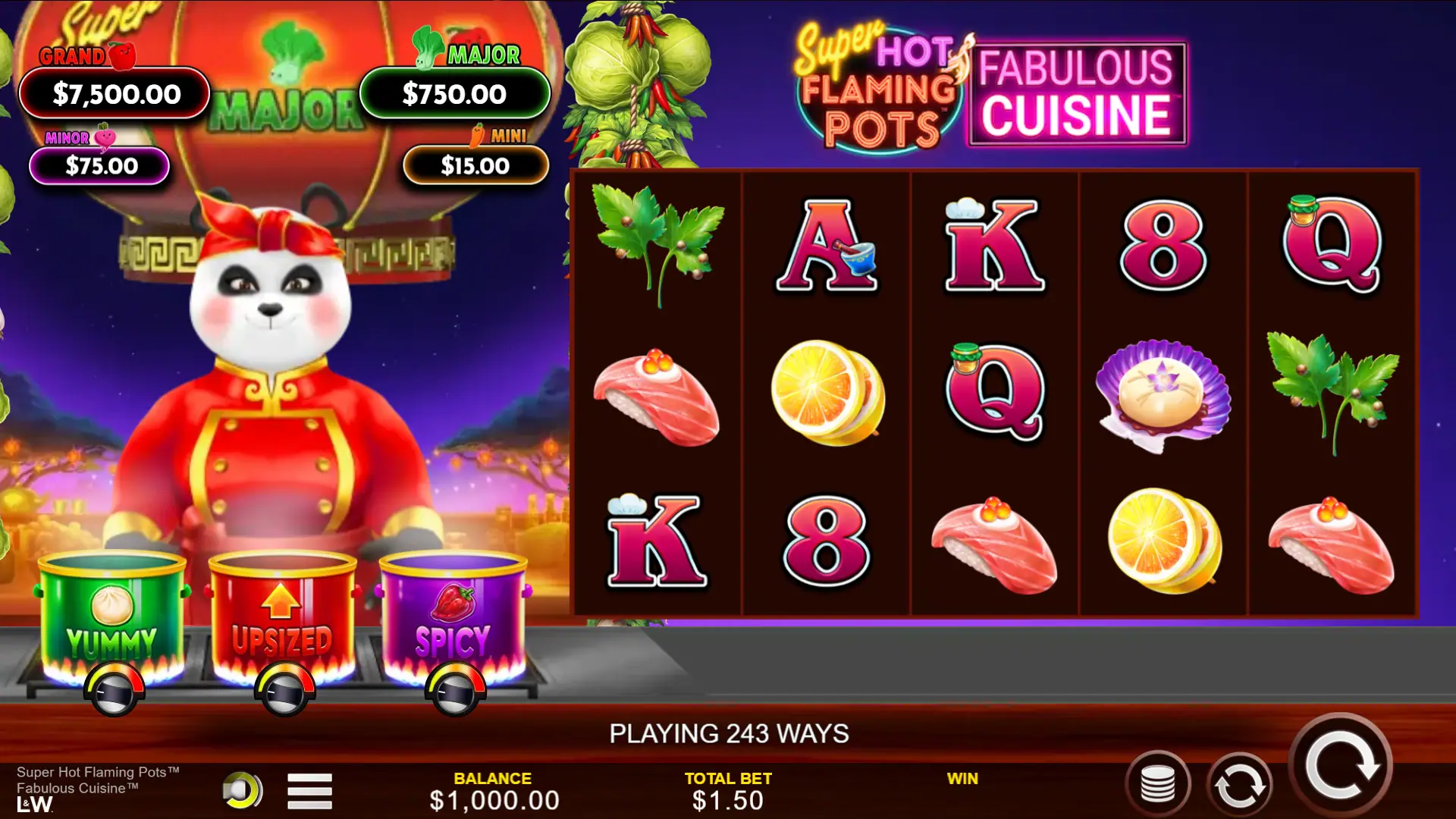Super Hot Flaming Pots Fabulous Cuisine slot gameplay reels