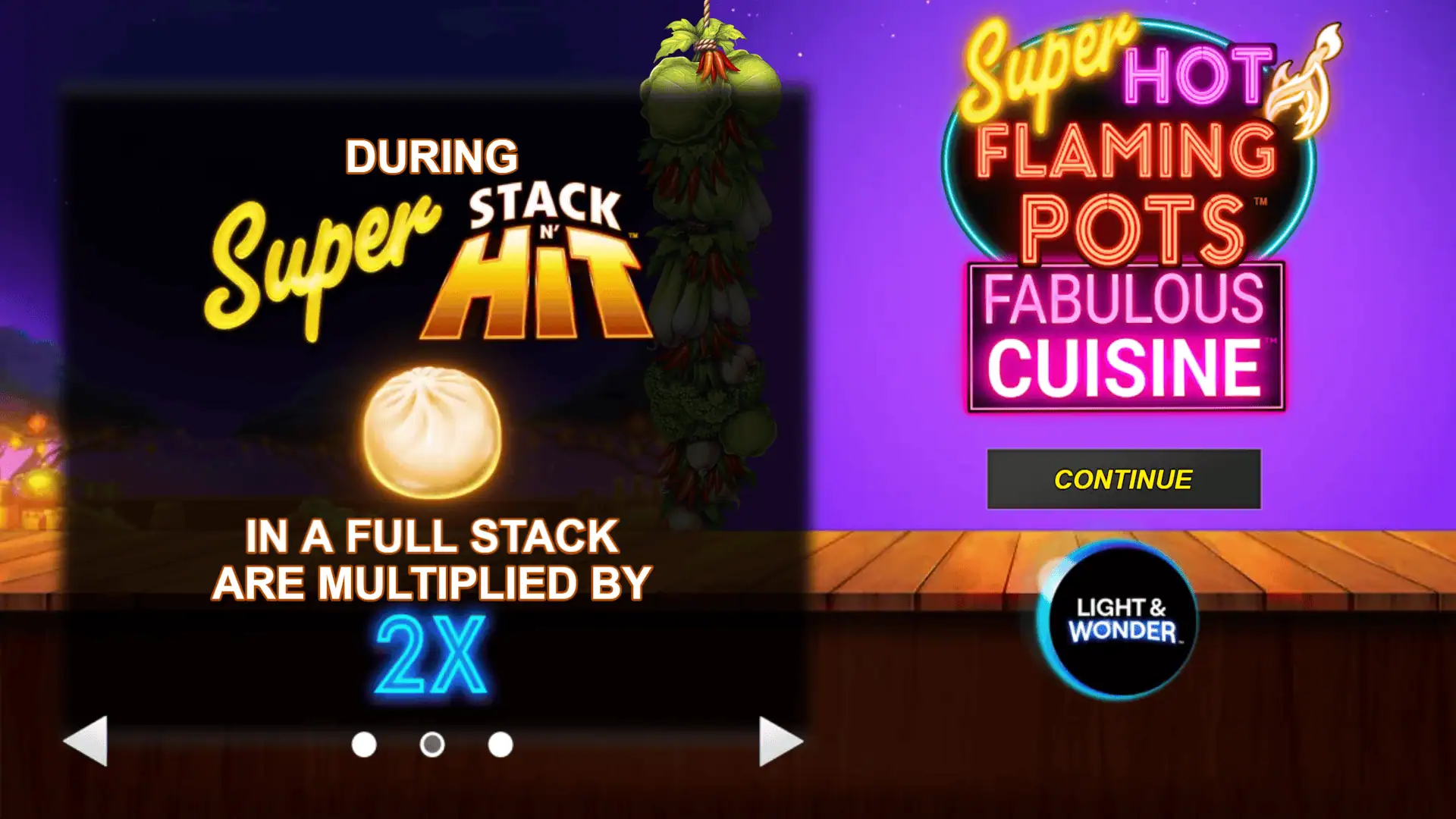 Super Hot Flaming Pots Fabulous Cuisine slot intro screen