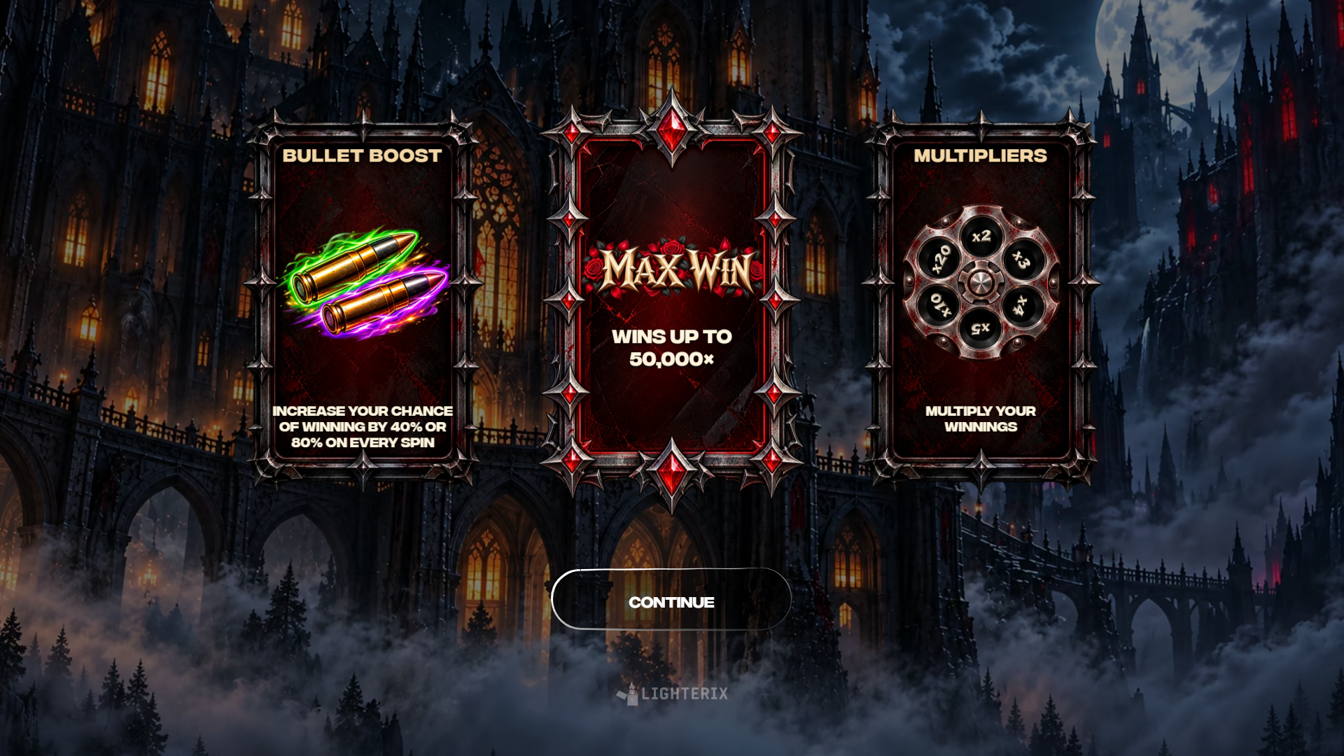 Vampires and Roses: Rivers of Blood slot intro screen