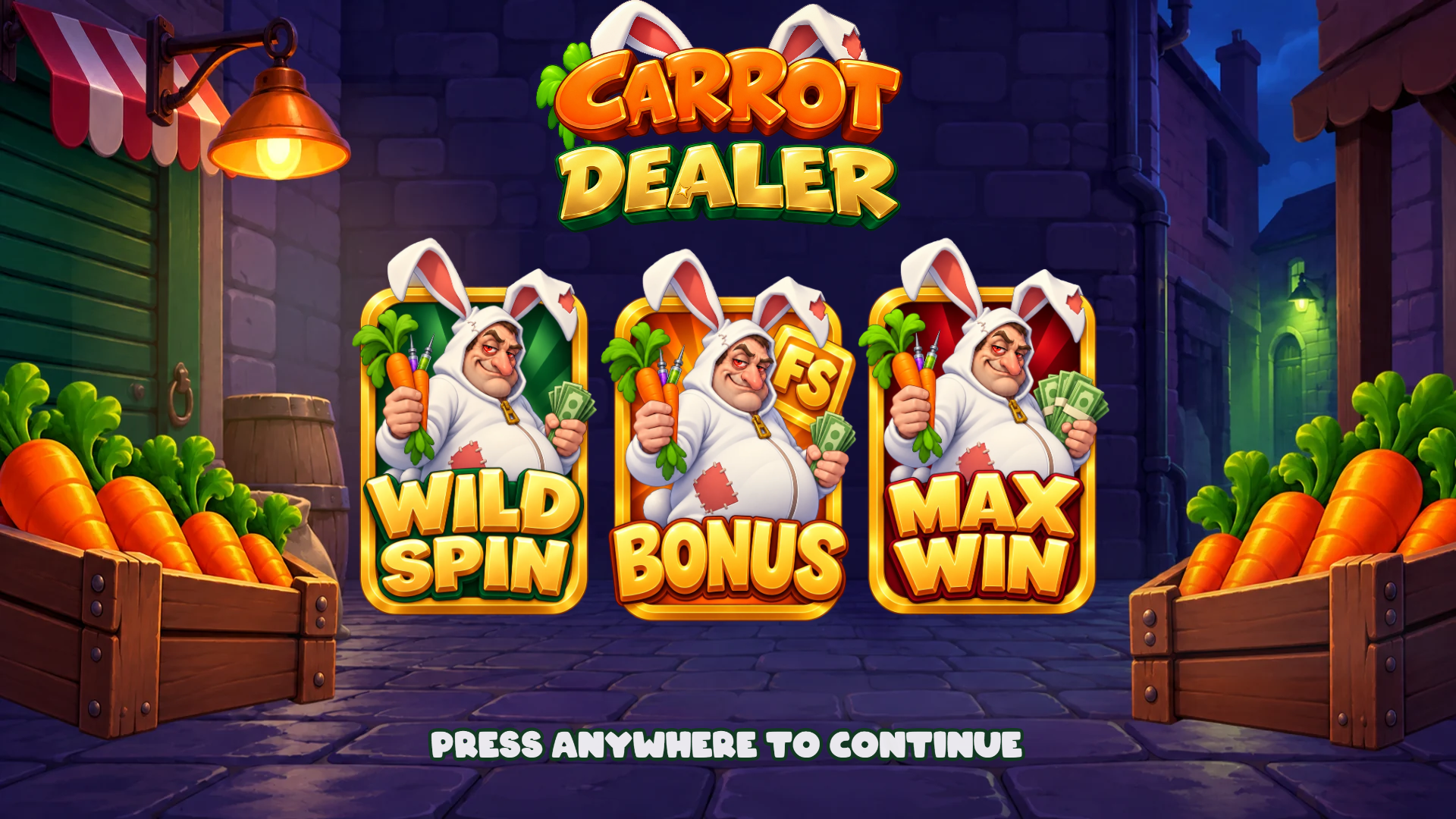 Carrot Dealer slot intro screen