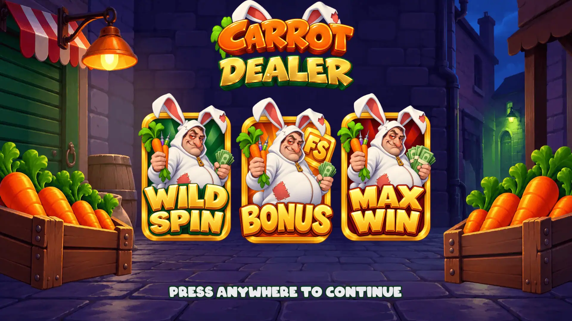 Carrot Dealer slot intro screen