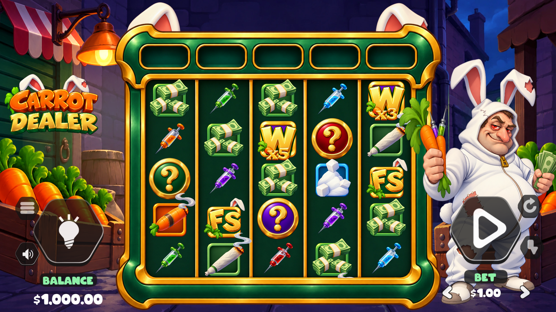 Carrot Dealer slot gameplay reels