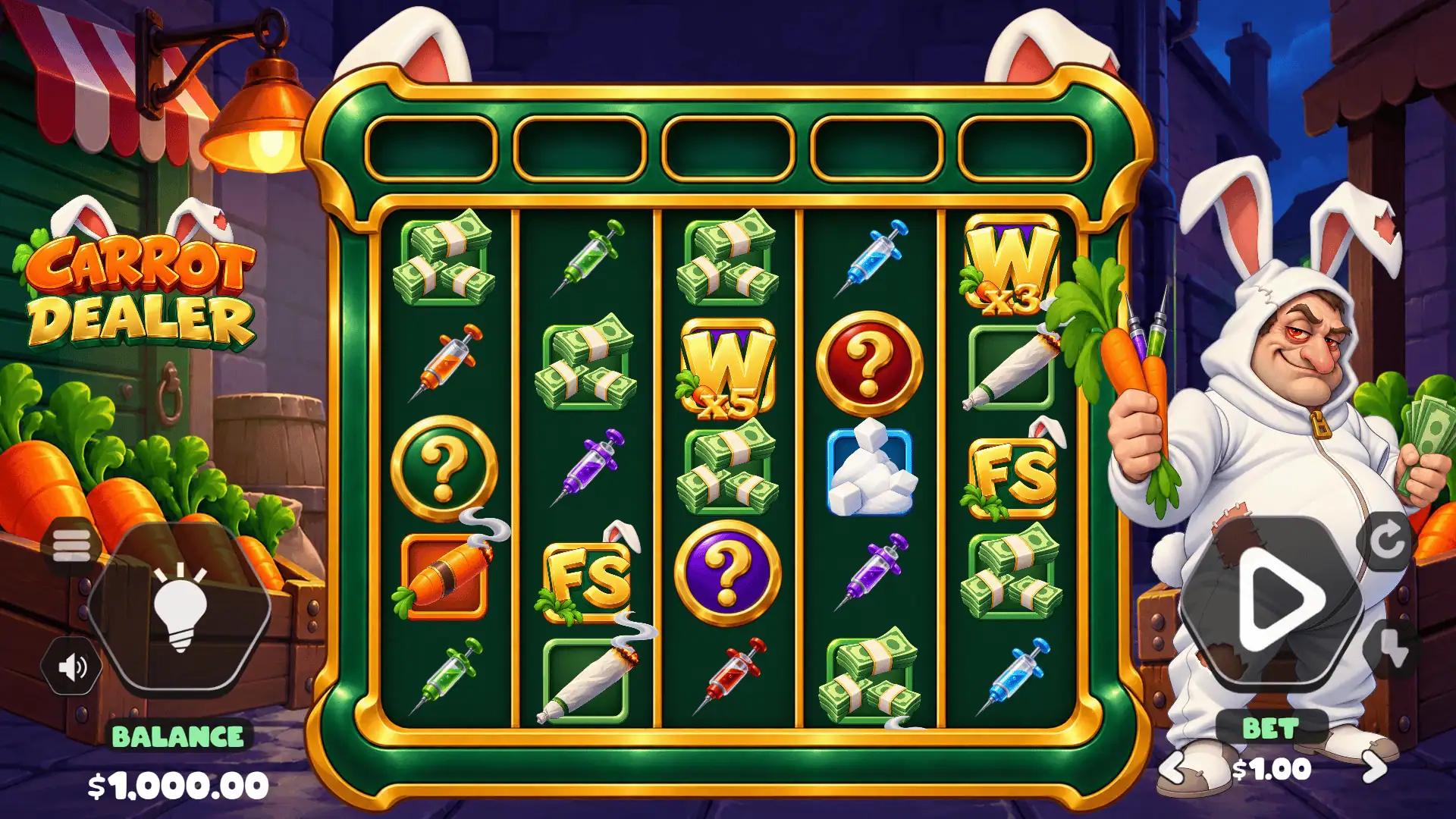 Carrot Dealer slot gameplay reels