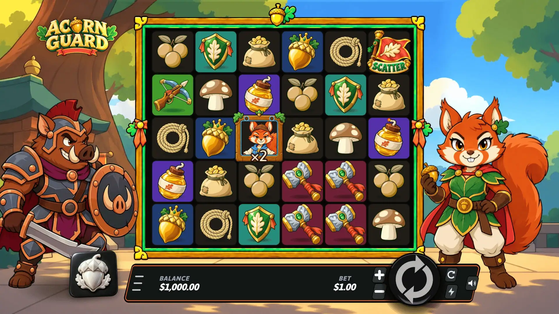 Acorn Guard slot gameplay reels
