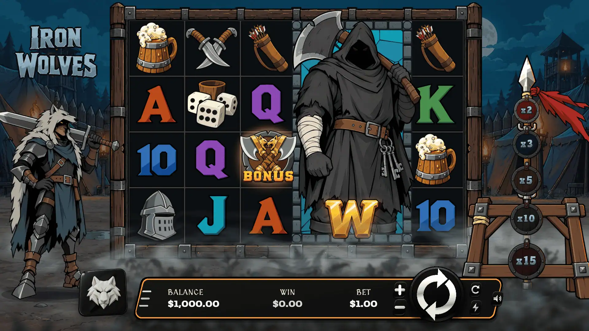 Iron Wolves slot gameplay reels