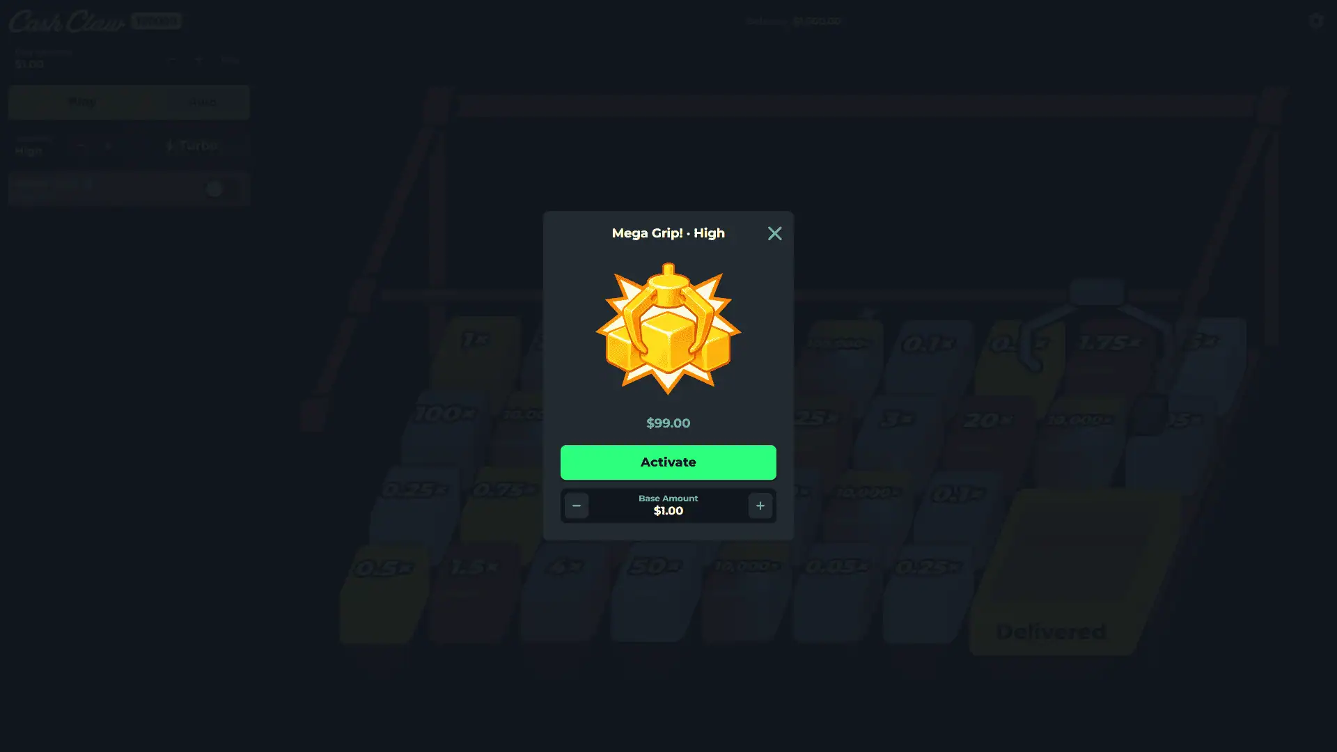 Cash Claw 100000 bonus buy menu