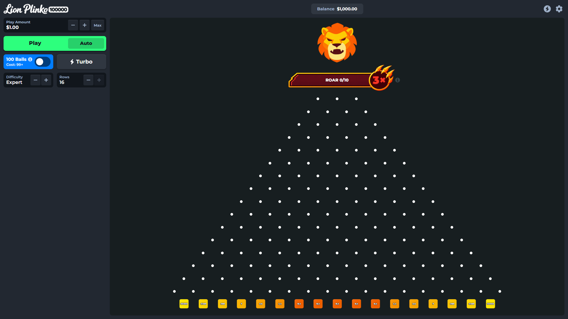 Lion Plinko 100000 plinko board and payout cups