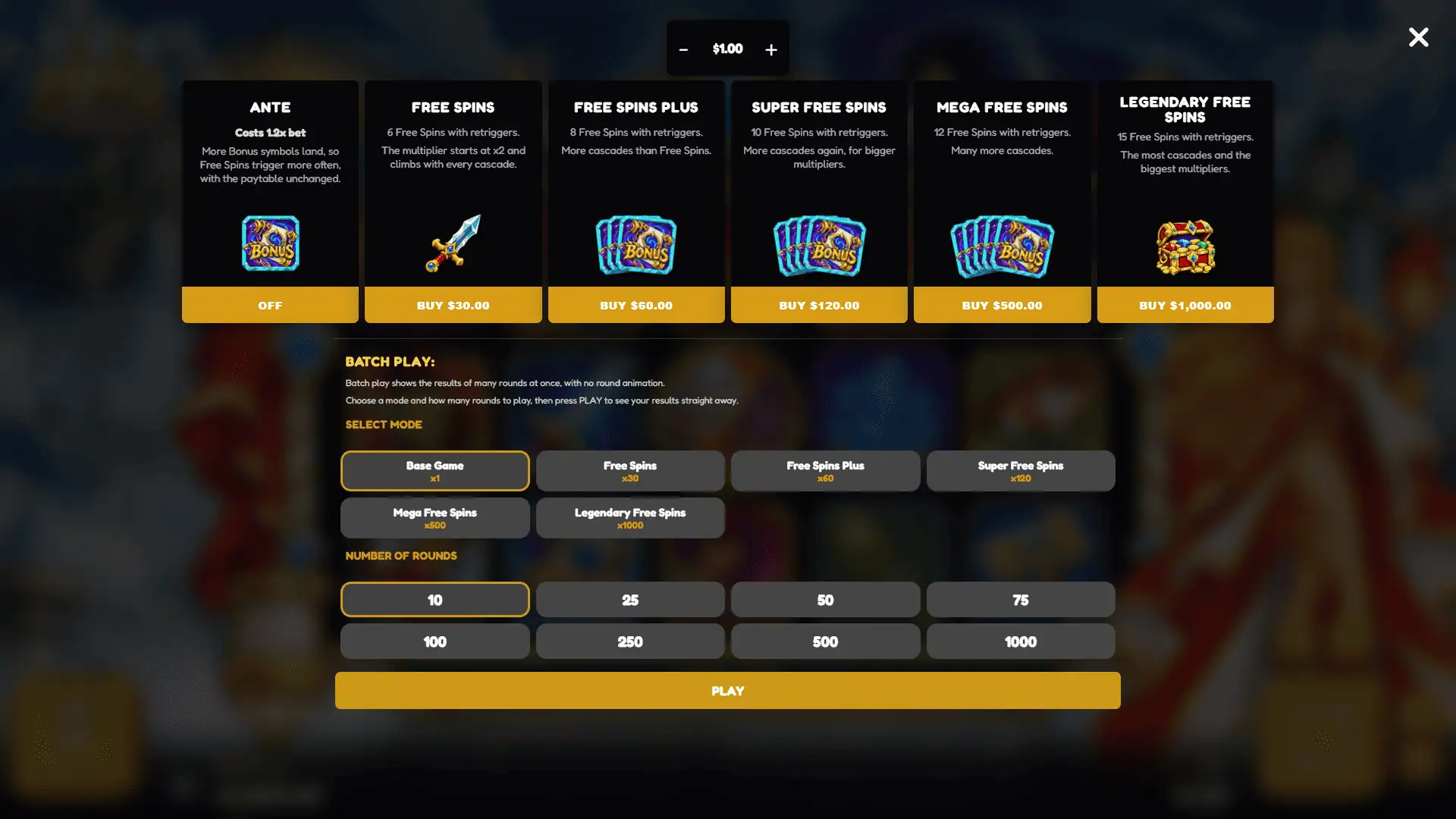 MMO Forever bonus buy menu