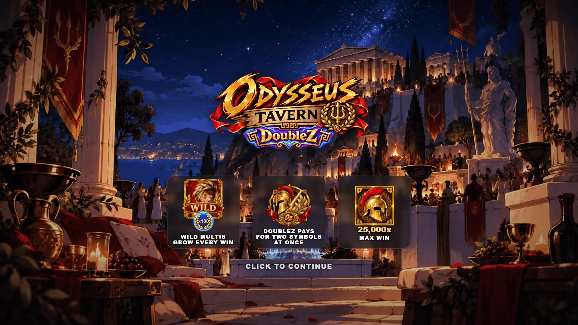 Odysseus Tavern slot intro screen