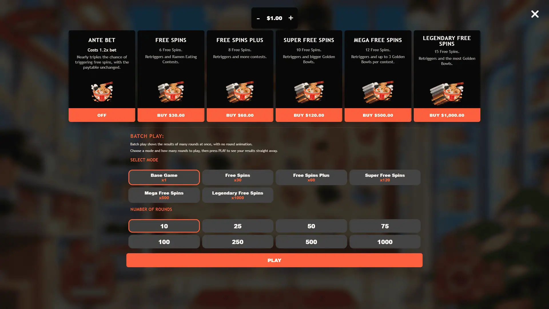 Ramen Party bonus buy menu
