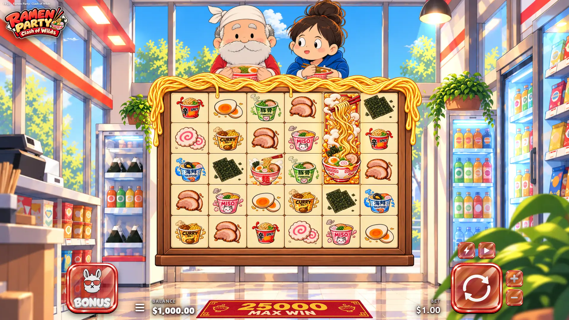 Ramen Party slot gameplay reels