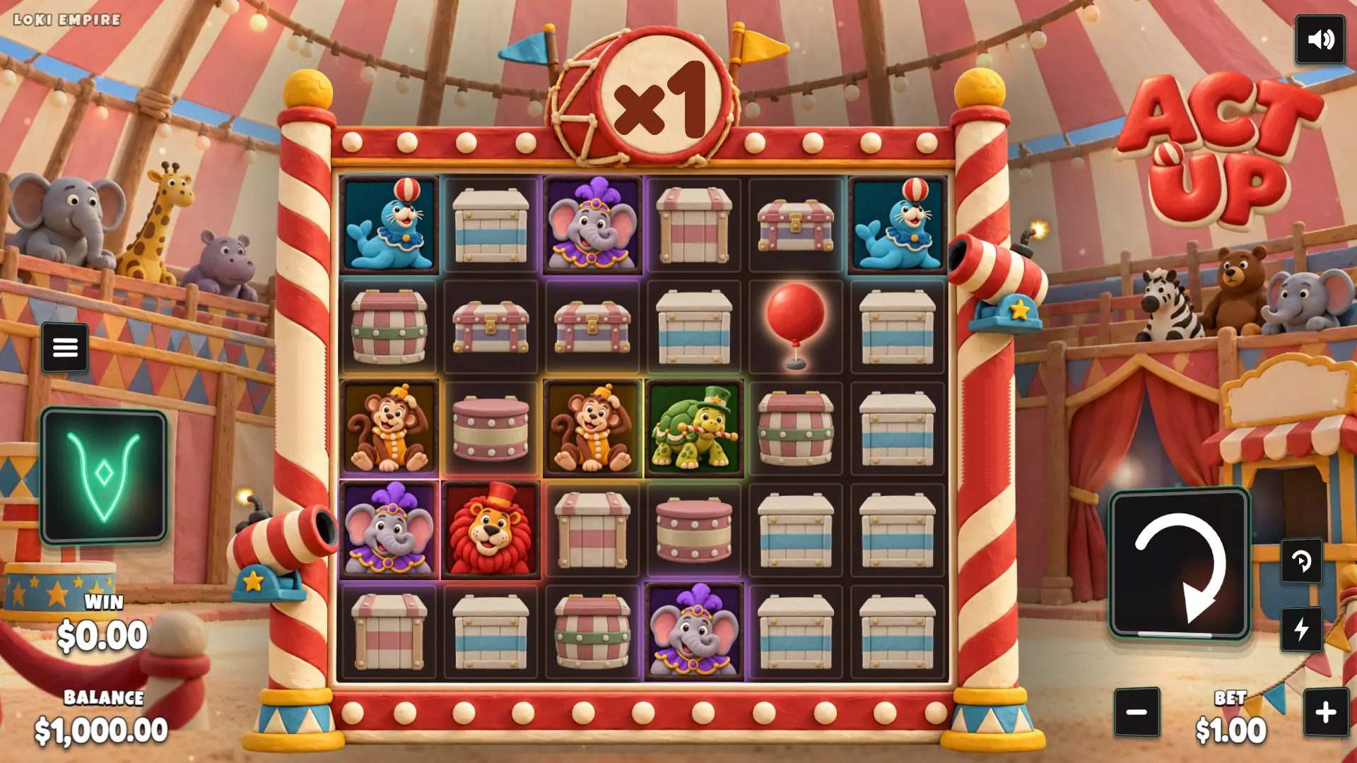 Act Up slot gameplay reels