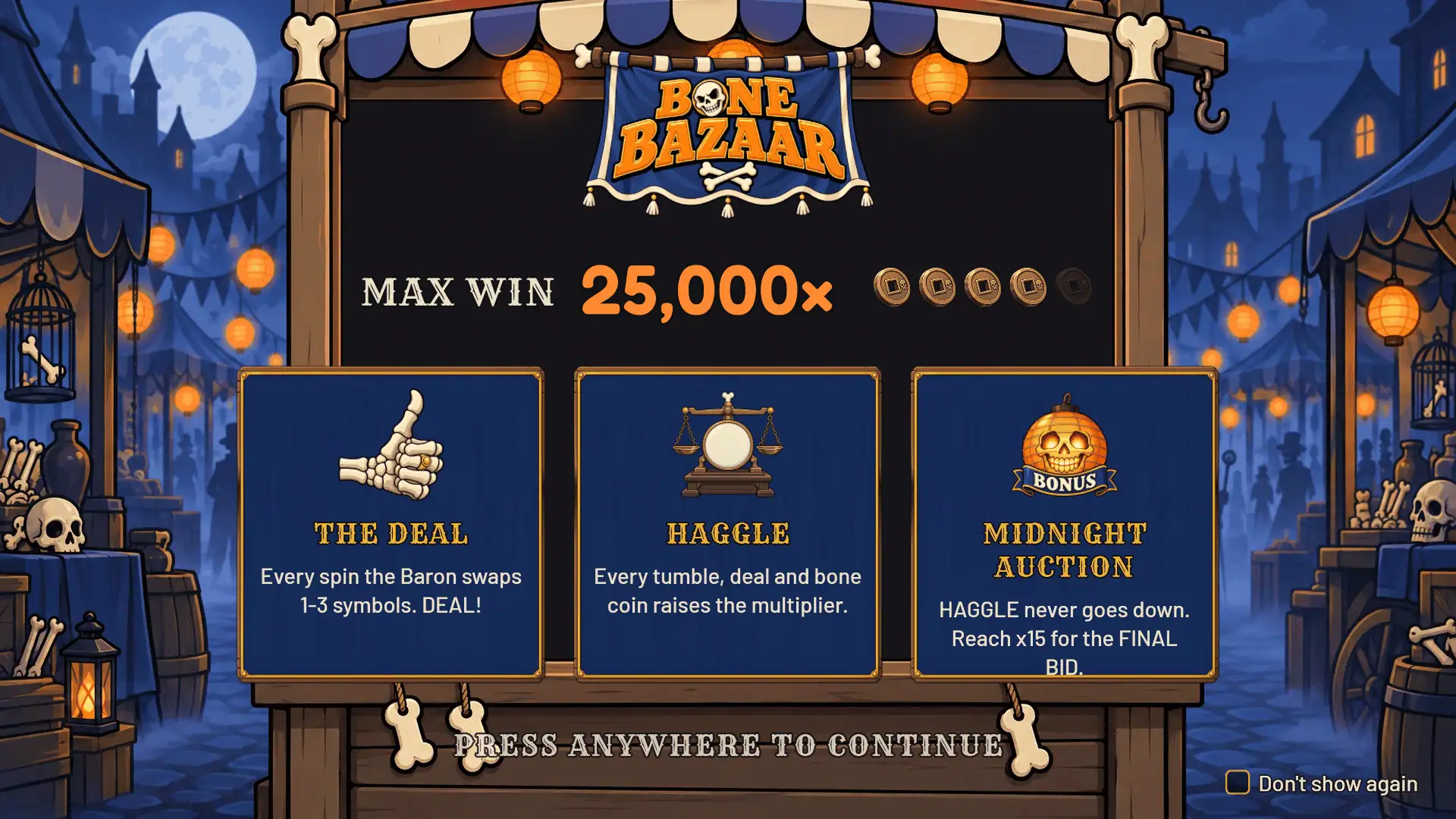 Bone Bazaar slot intro screen