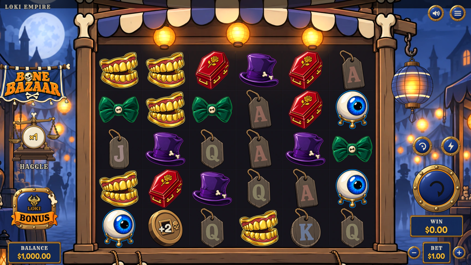 Bone Bazaar slot gameplay reels