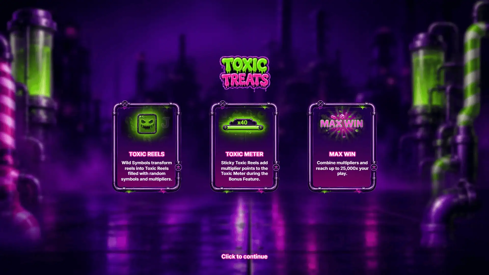 Toxic Treats slot intro screen