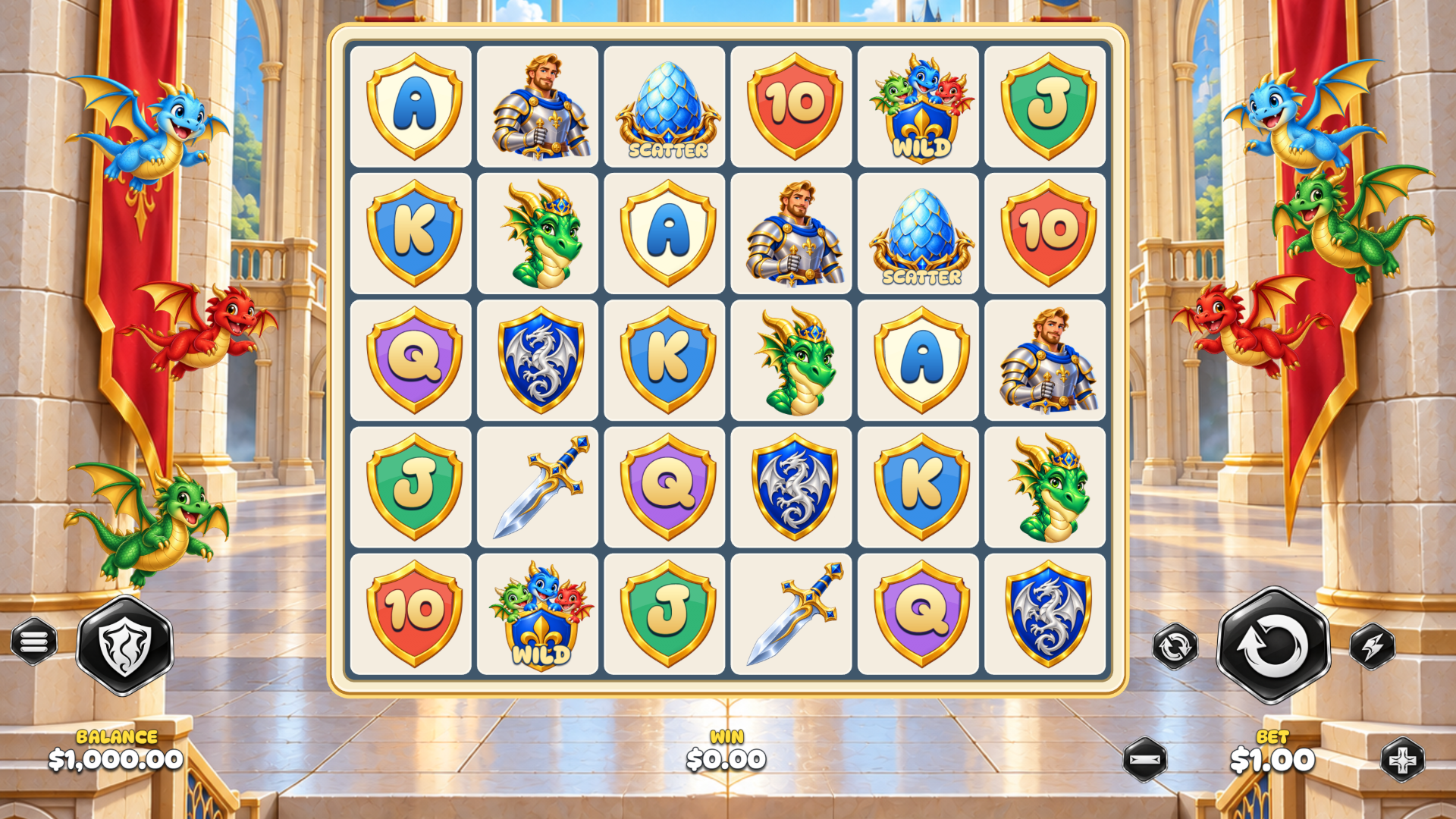 Dragon's Knight slot gameplay reels