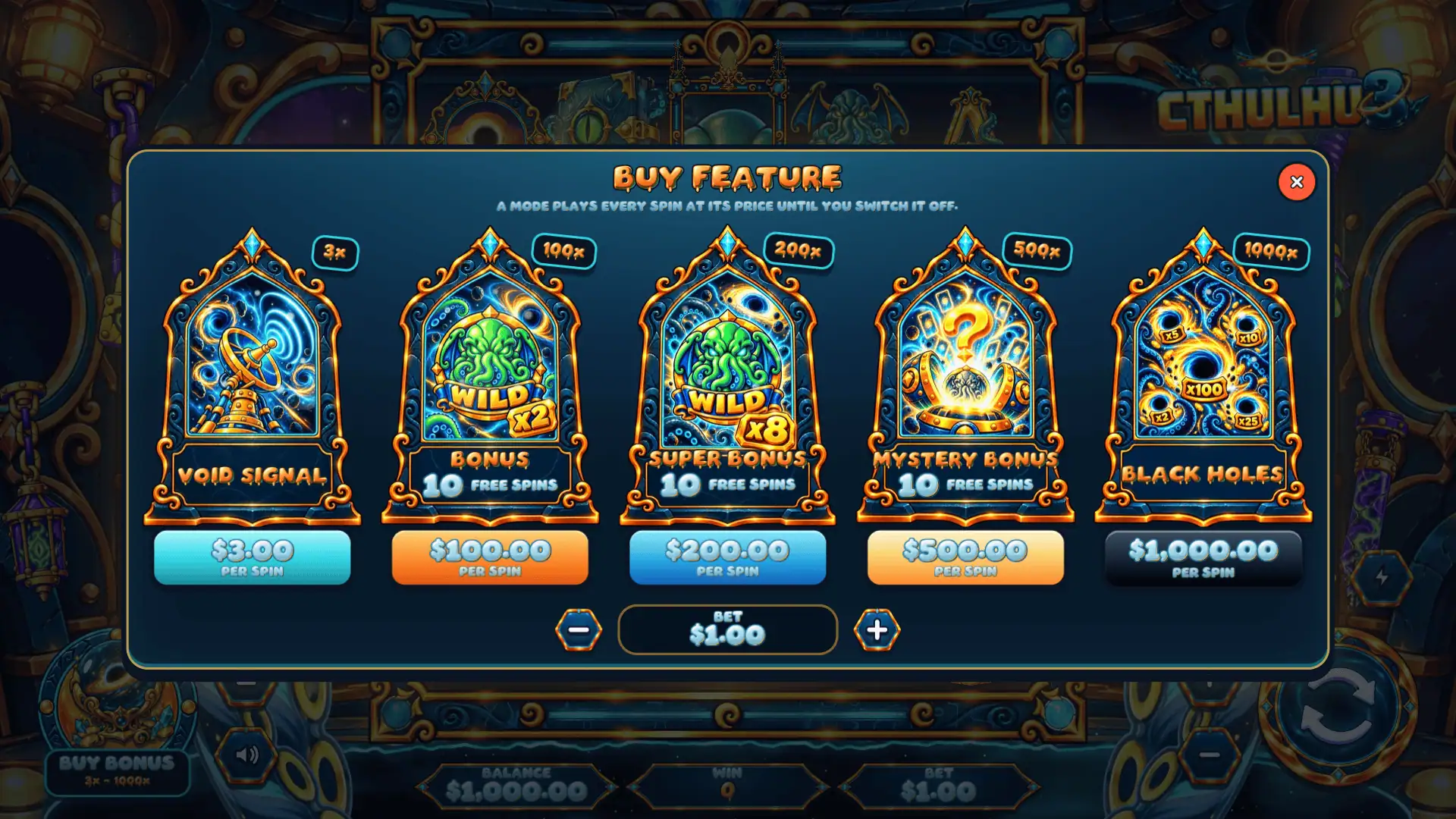 Cthulhu 3 bonus buy menu