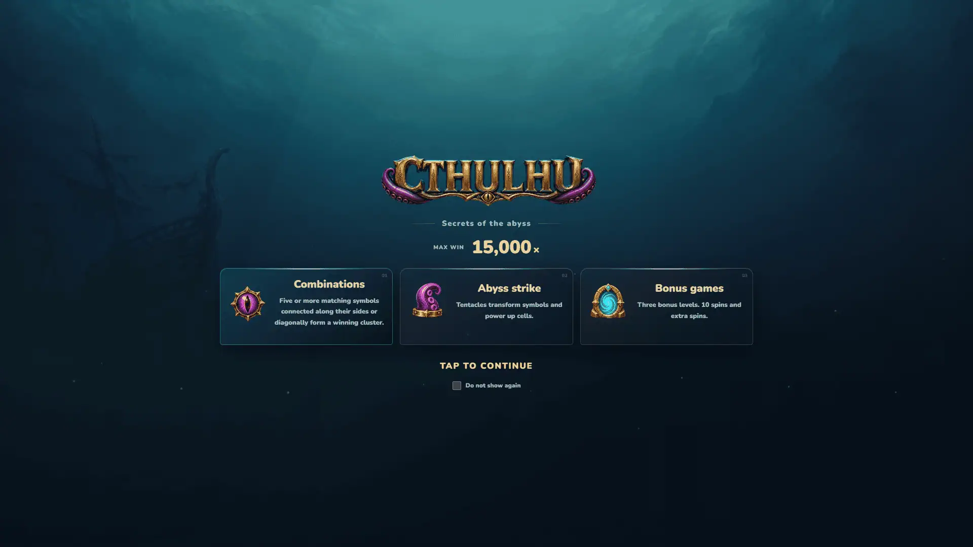 Cthulhu slot intro screen