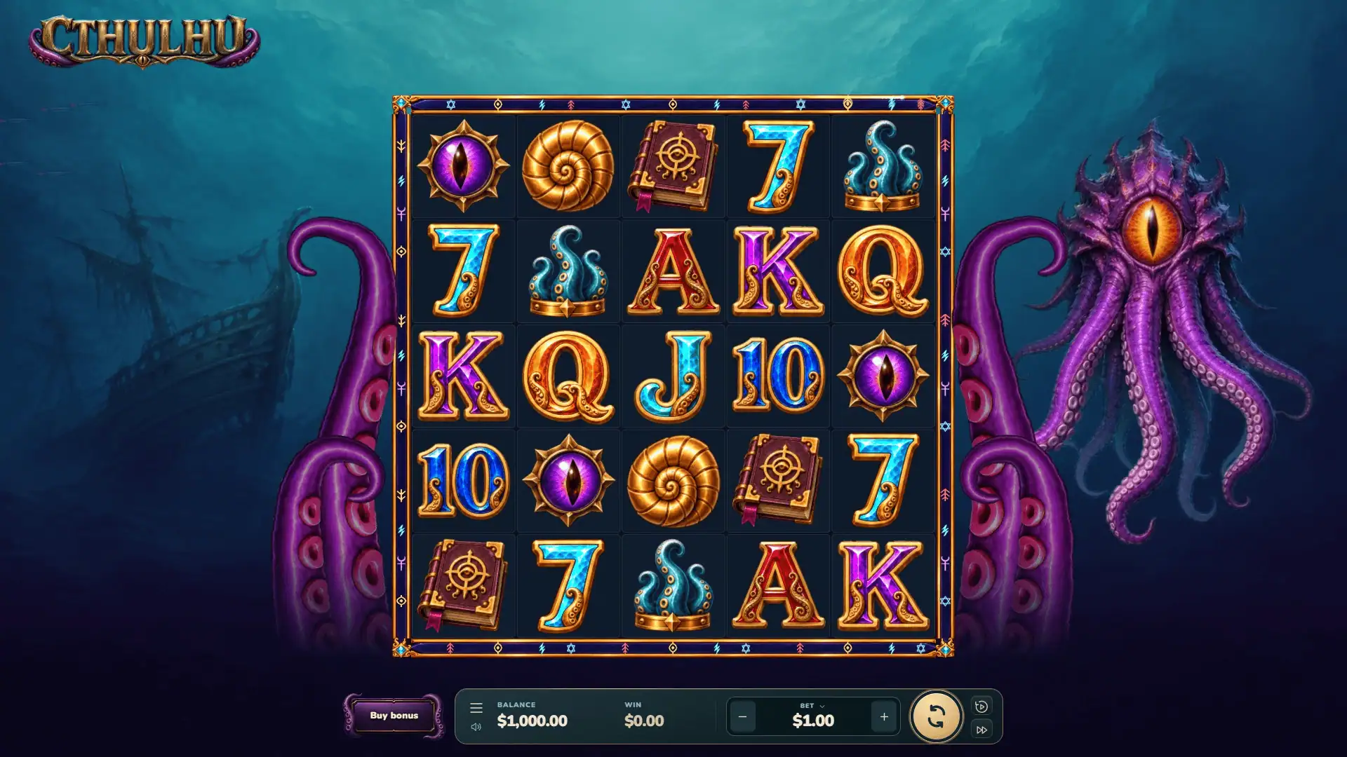 Cthulhu slot gameplay reels