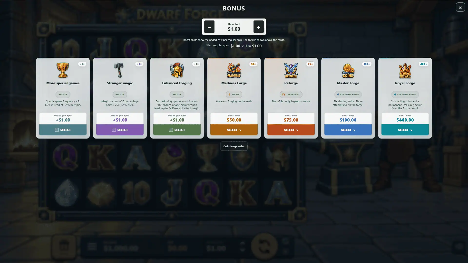 Dwarf Forge bonus buy menu