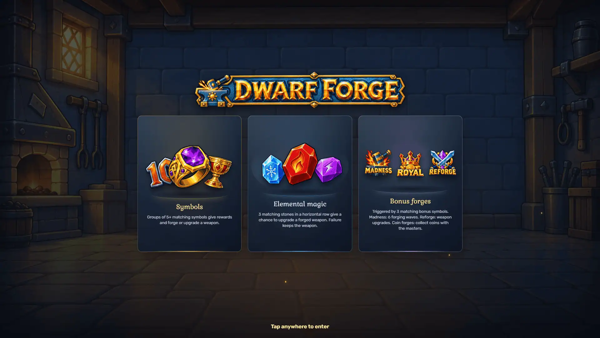 Dwarf Forge slot intro screen