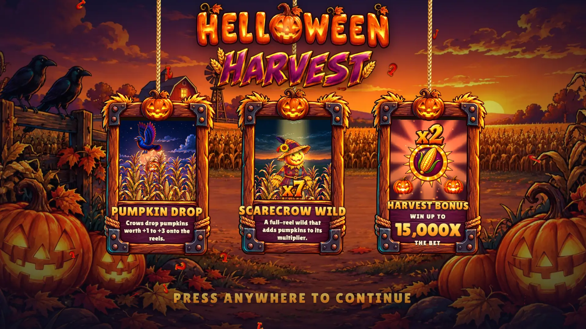 Helloween Harvest slot intro screen