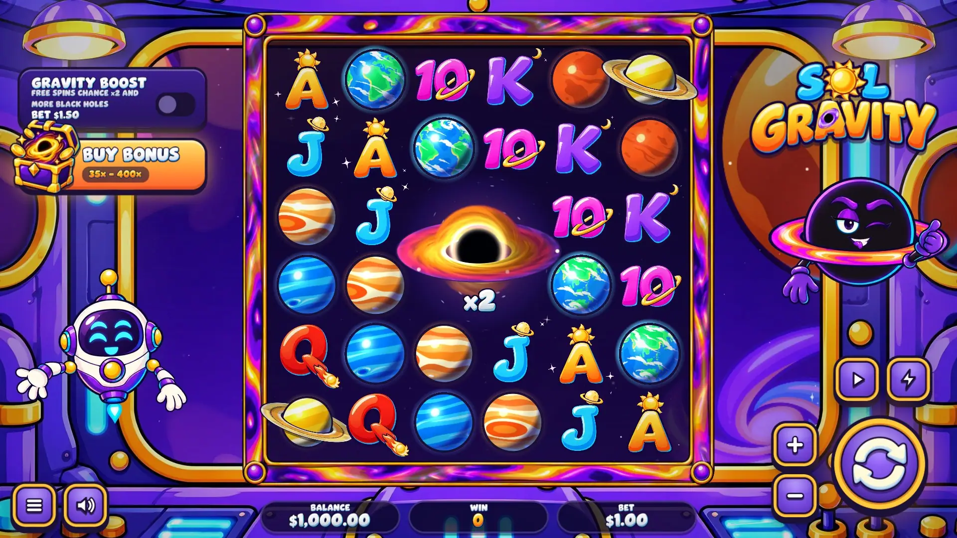 Sol Gravity slot gameplay reels