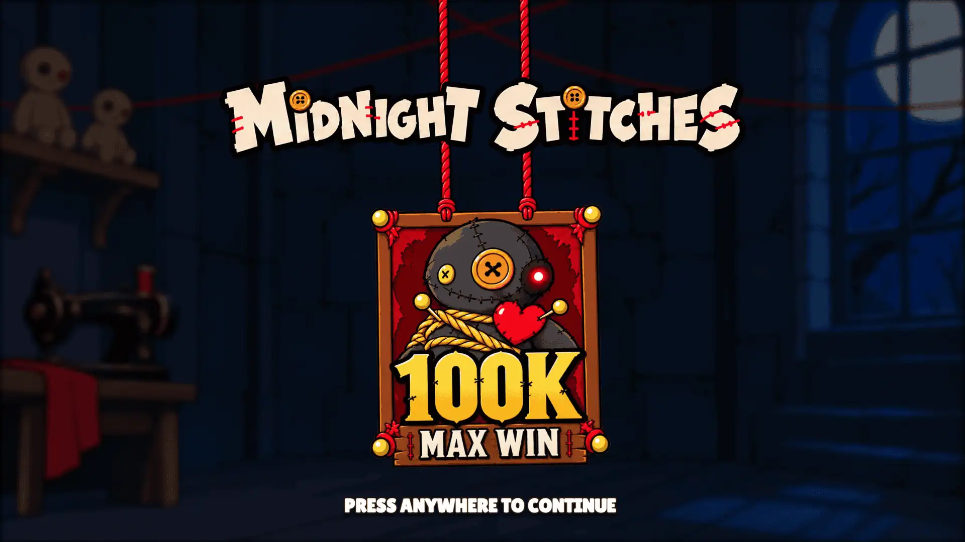 Midnight Stitches slot intro screen