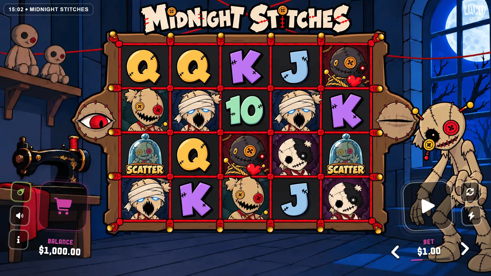 Midnight Stitches slot gameplay reels