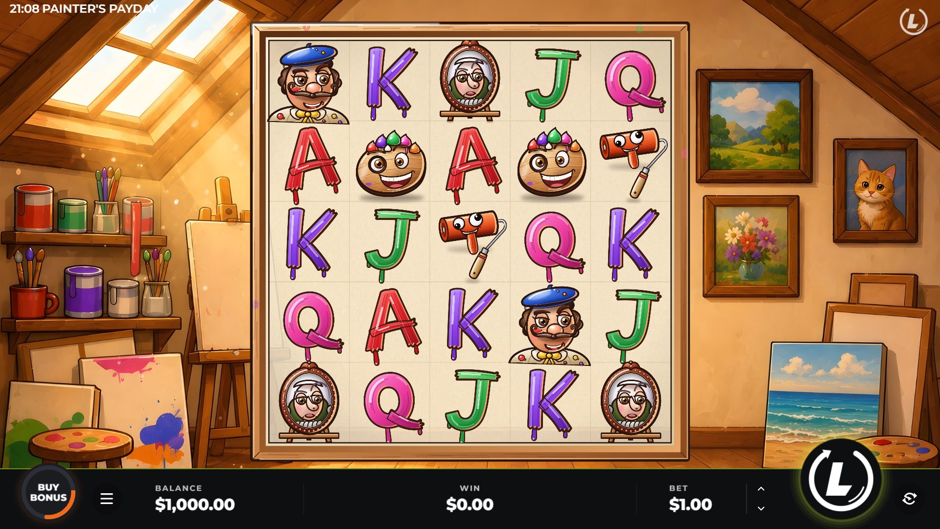 Painter&rsquo;s Payday slot gameplay reels
