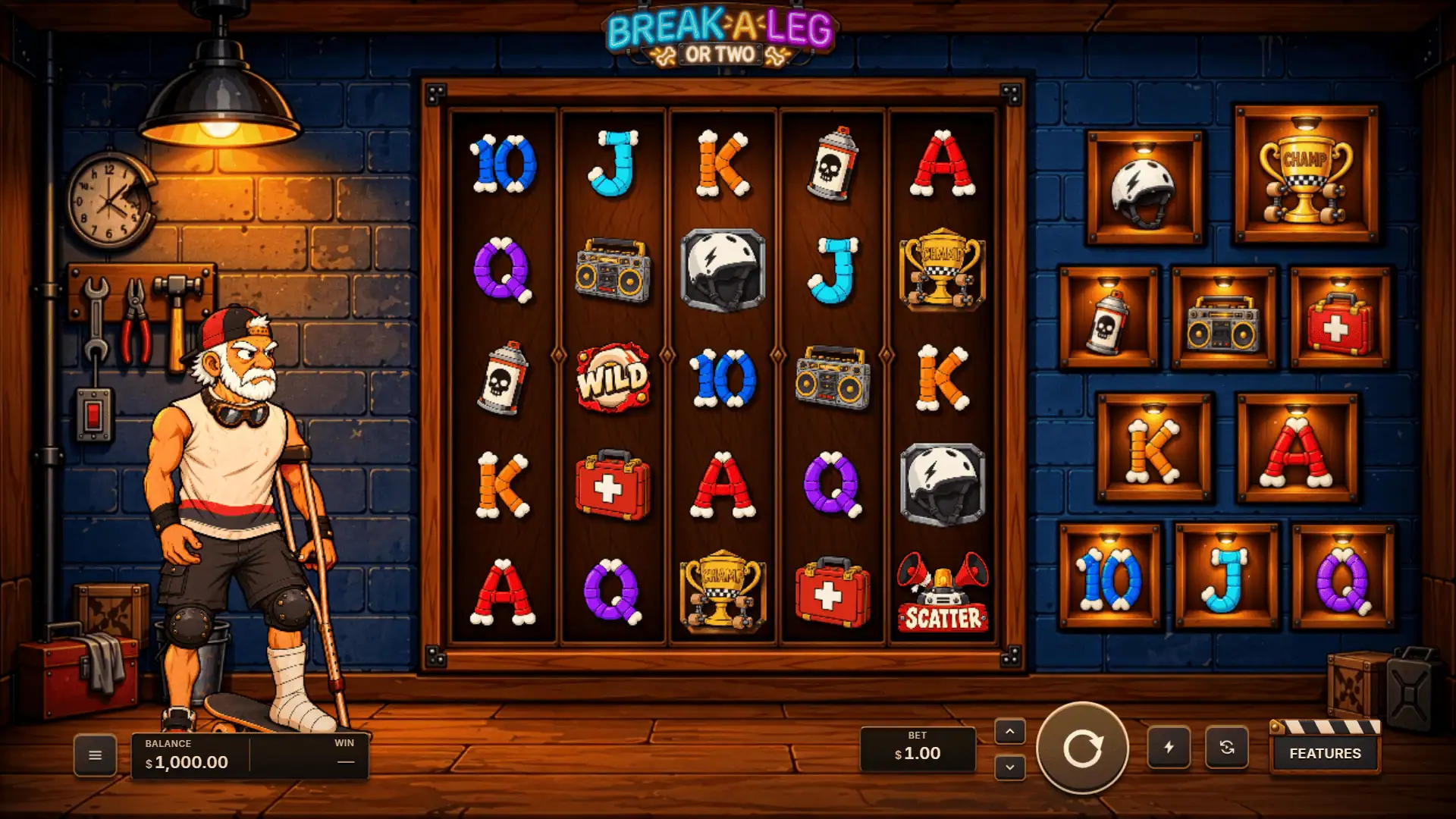 Break a Leg or Two slot gameplay reels