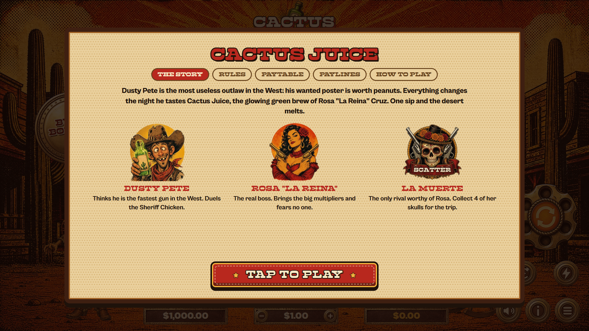 Cactus Juice slot intro screen