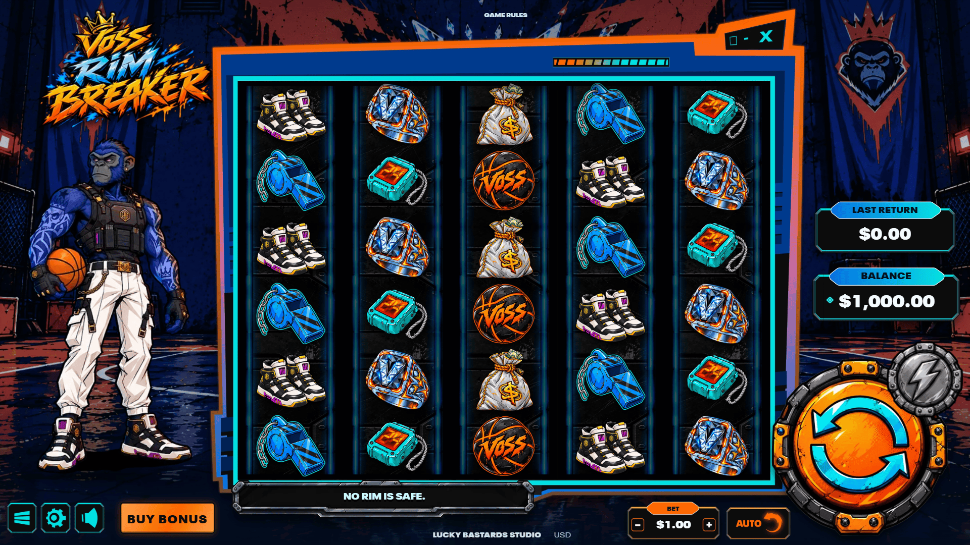 Voss Rim Breaker slot gameplay reels
