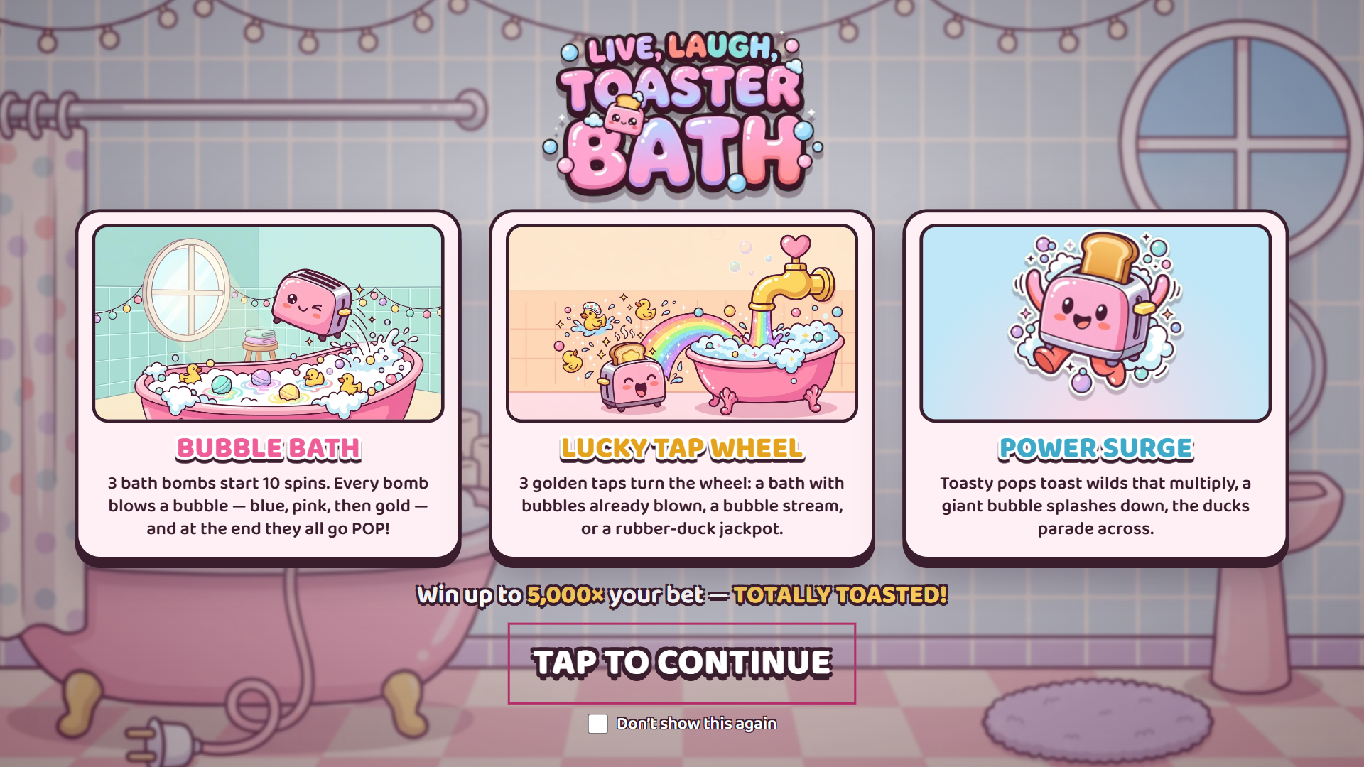 Toaster Bath slot intro screen