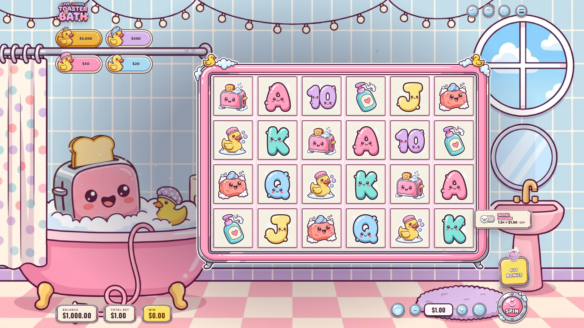 Toaster Bath slot gameplay reels