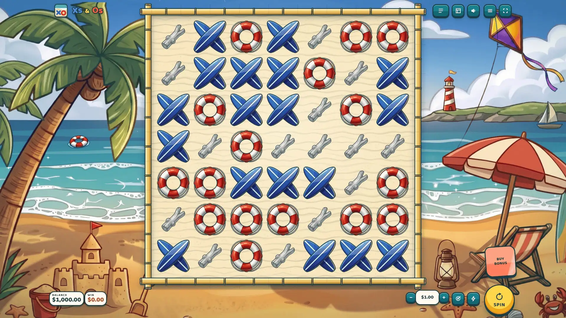 Xs & Os slot gameplay reels