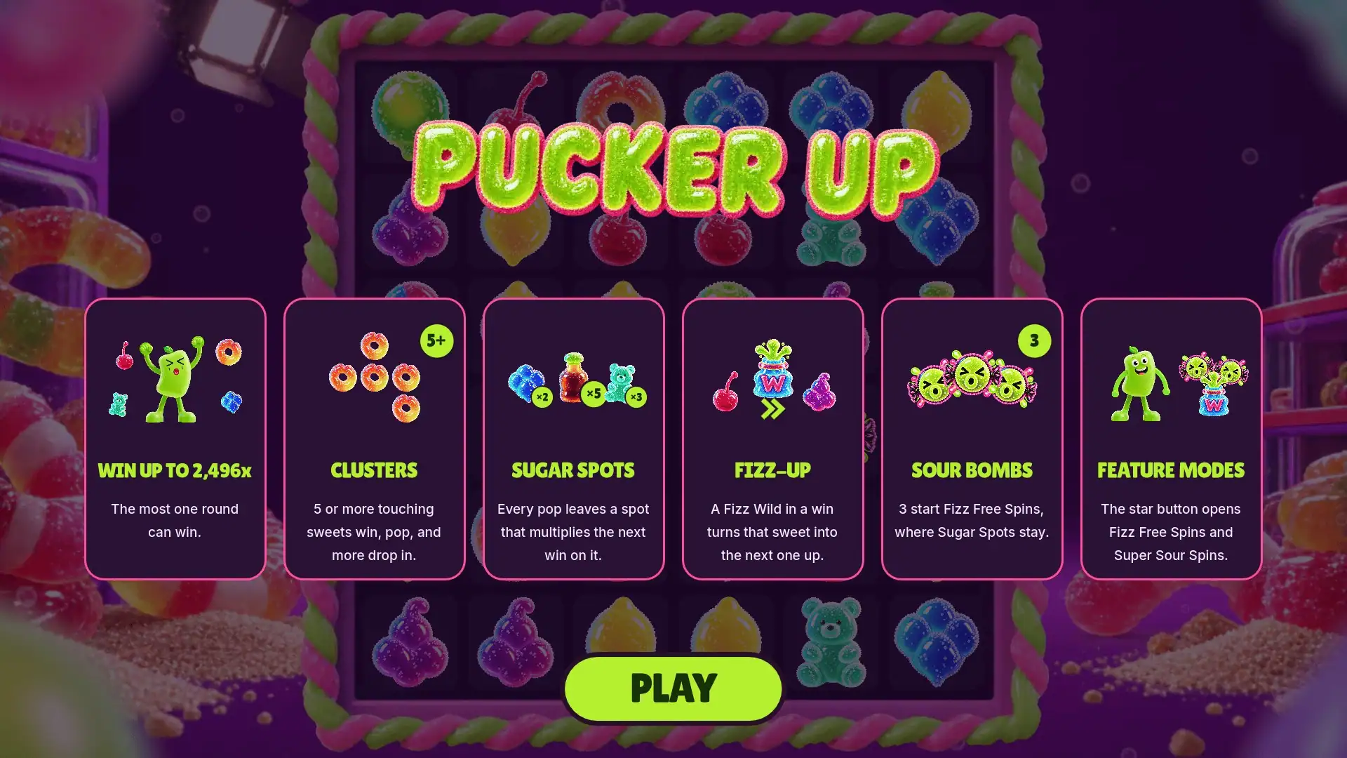 Pucker Up slot intro screen