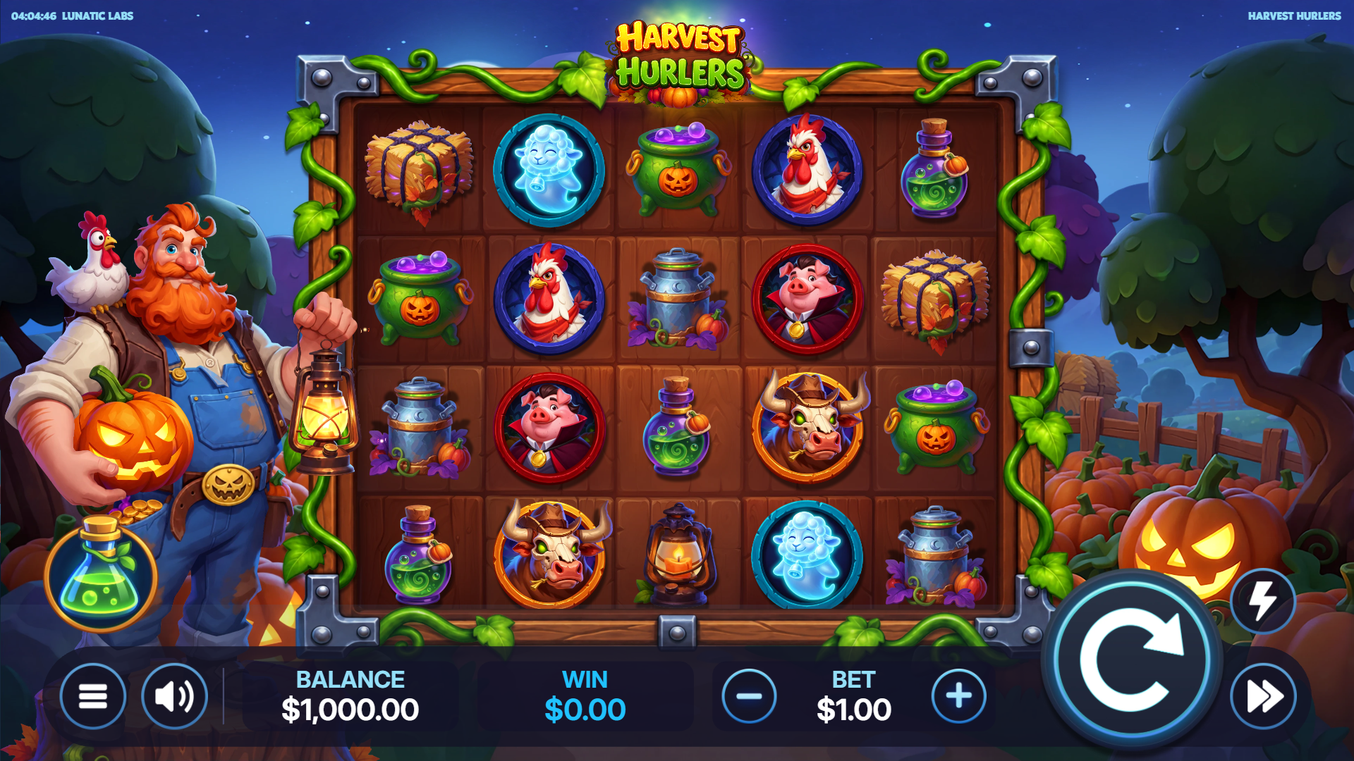 Harvest Hurlers slot gameplay reels