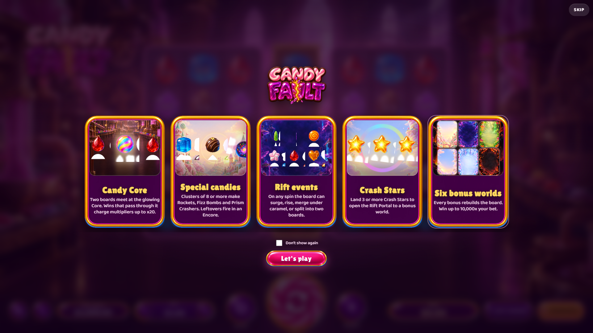 Candy Fault slot intro screen