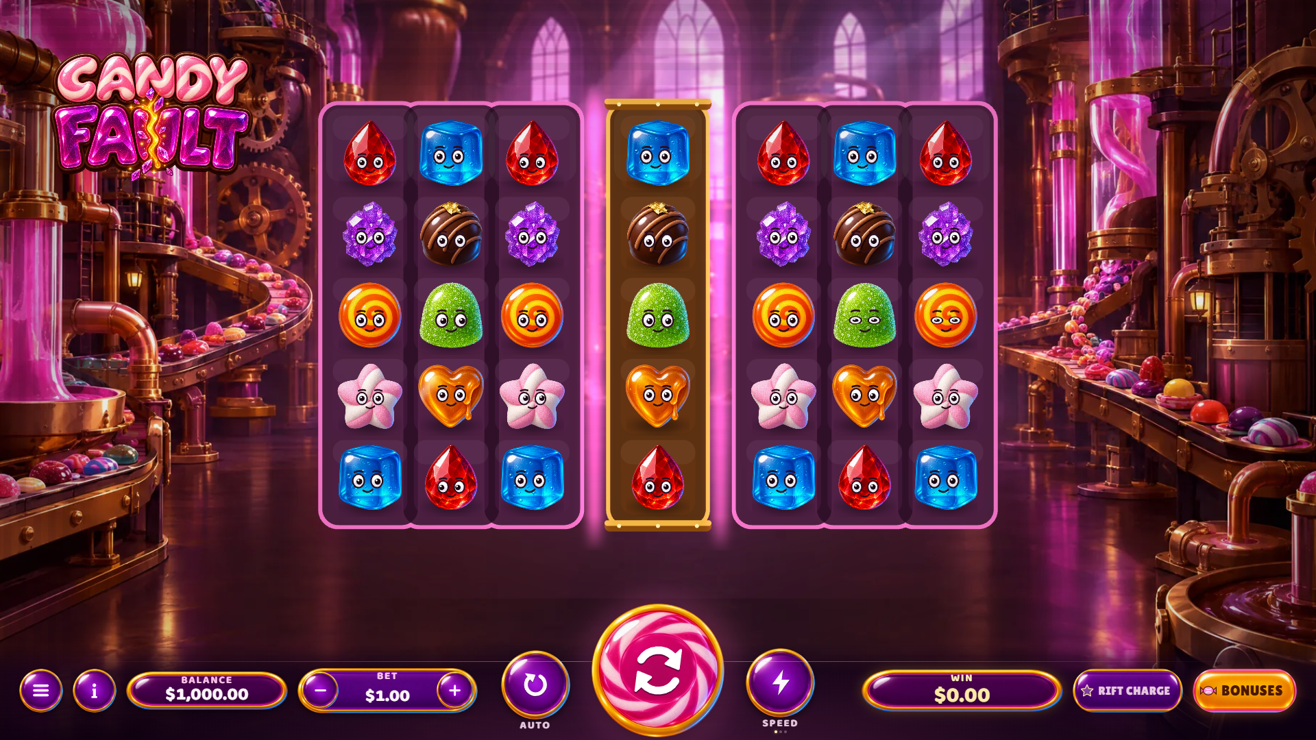 Candy Fault slot gameplay reels