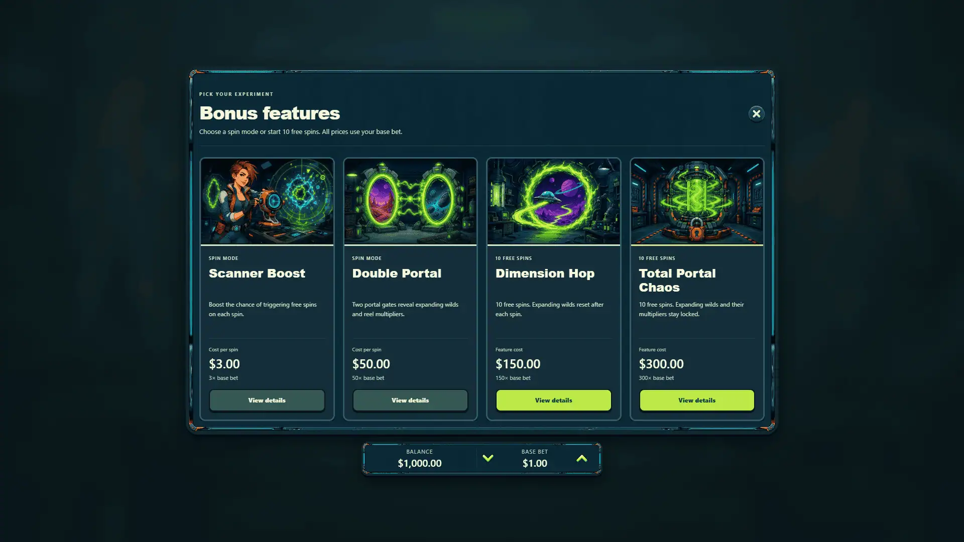 Rift Garage bonus buy menu
