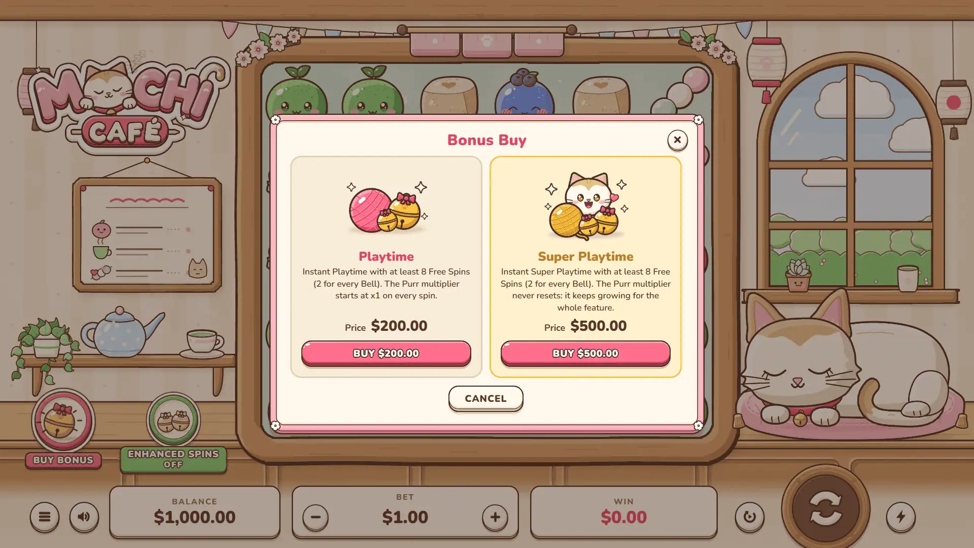 Mochi Cafe bonus buy menu