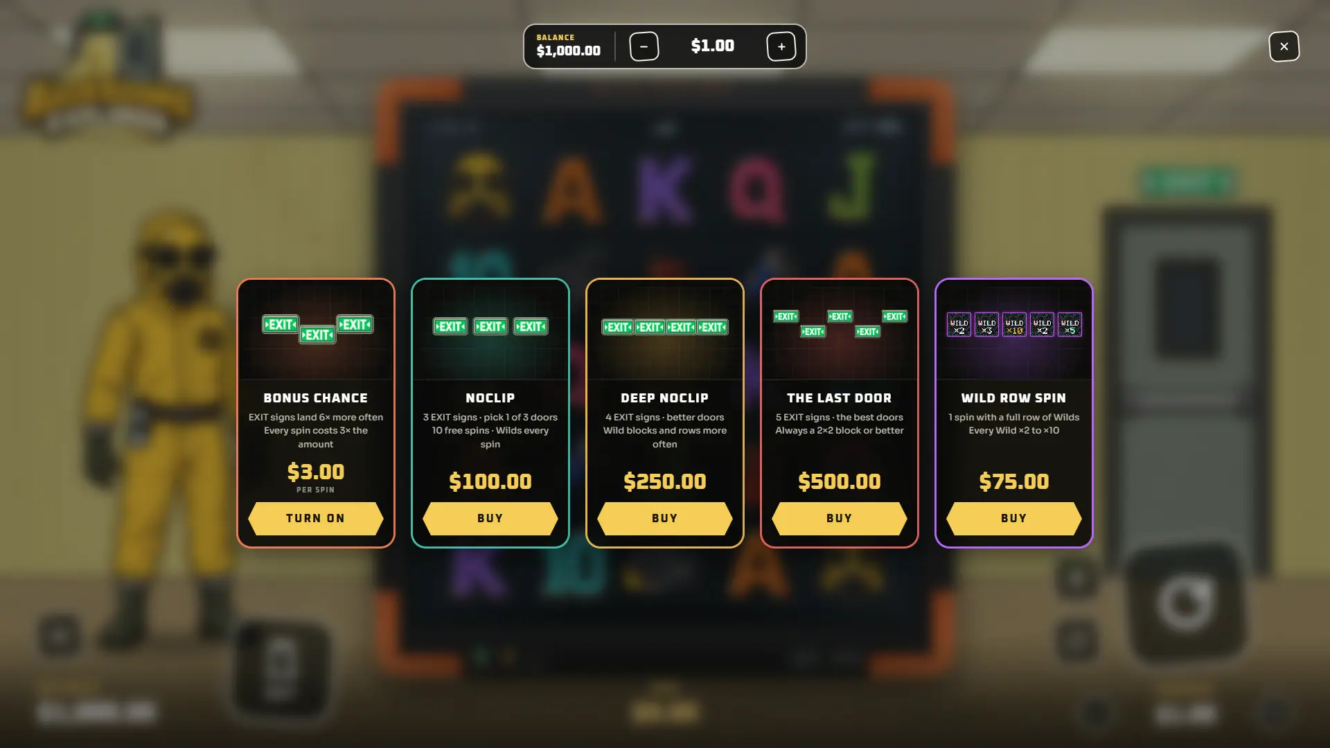 Backrooms Explorer bonus buy menu
