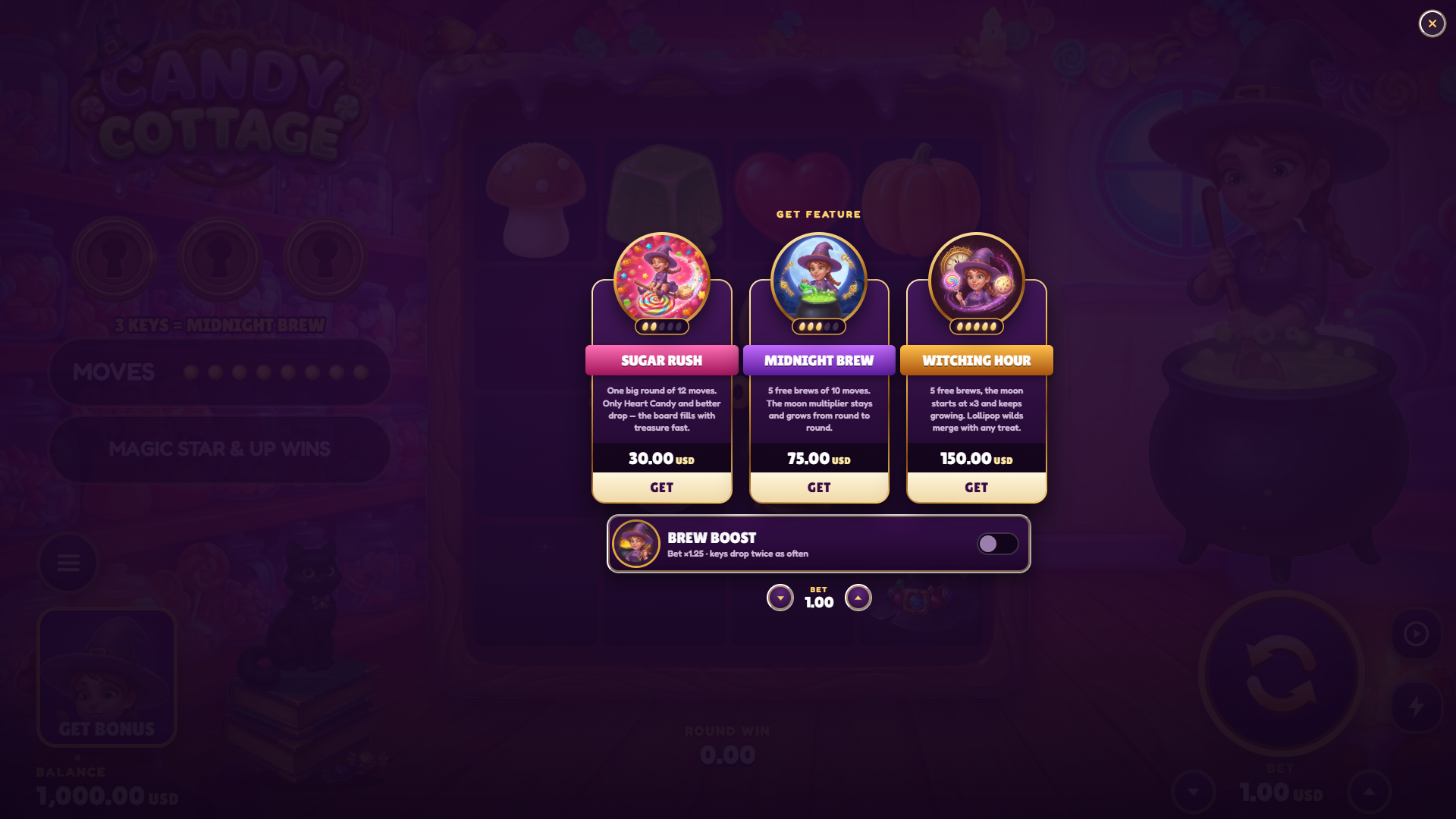 Candy Cottage bonus buy menu