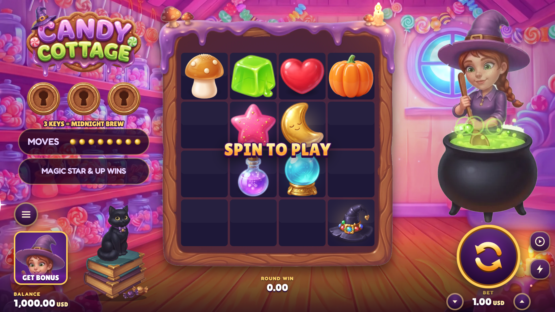 Candy Cottage slot gameplay board