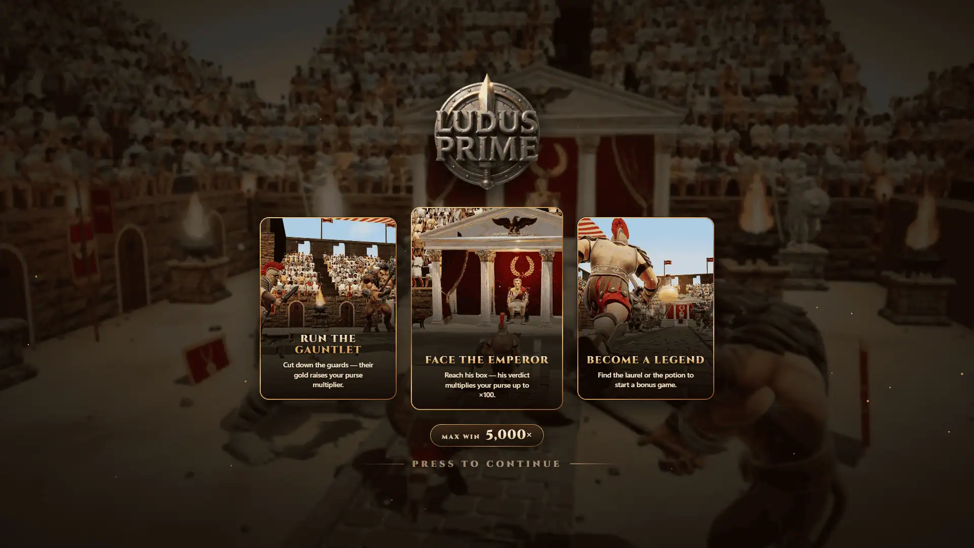 Ludus Prime slot intro screen