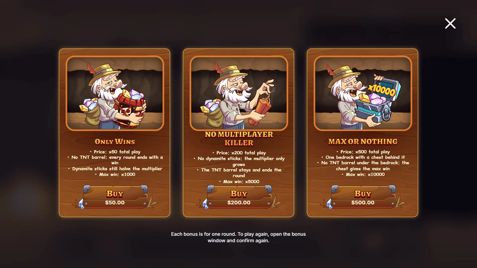 Big Dig bonus buy menu
