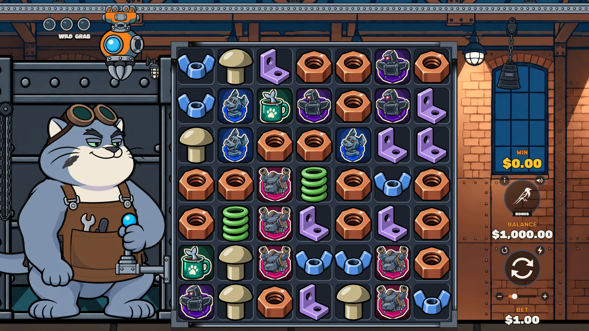 Clawshop slot gameplay reels
