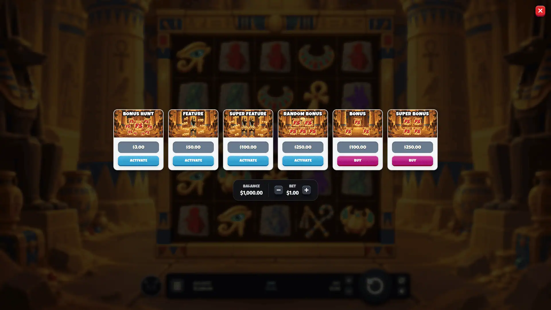 Anubis bonus buy menu