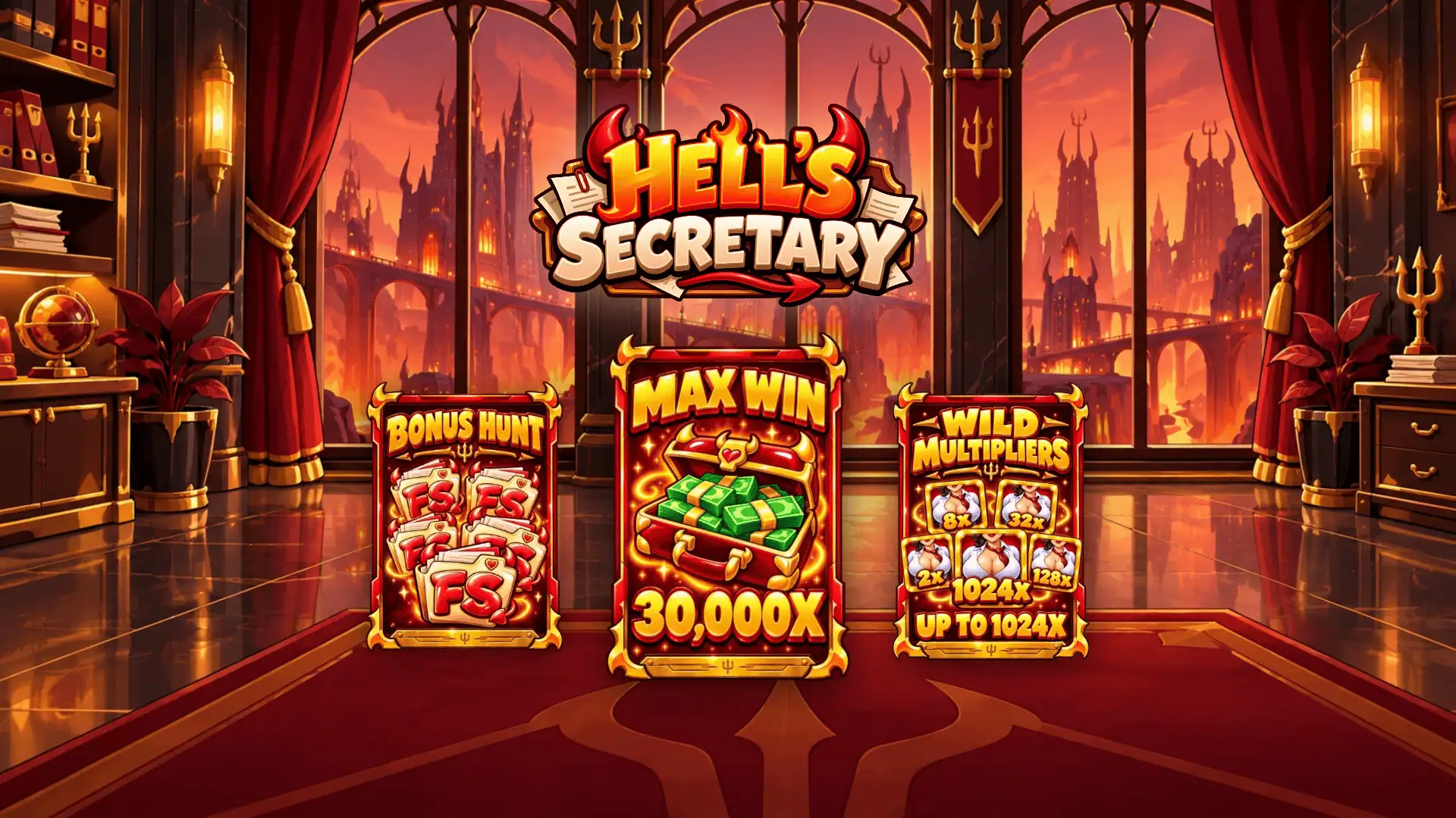 Hell's Secretary slot intro screen